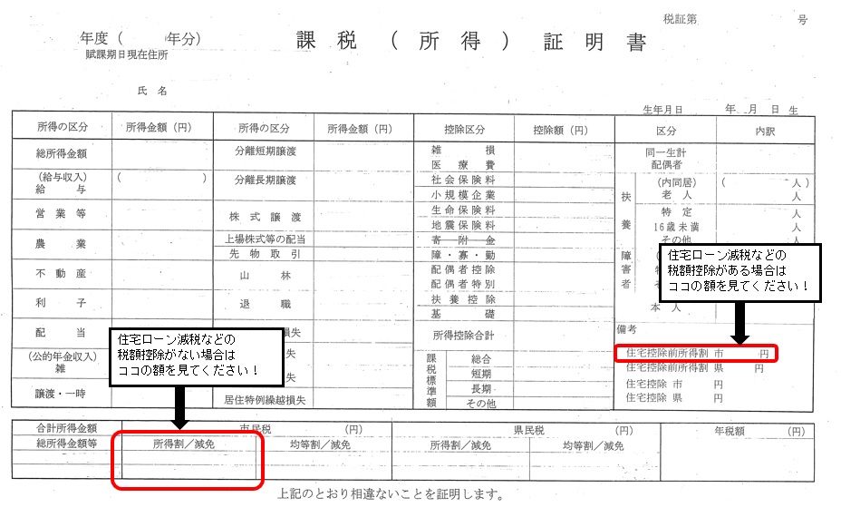 所得（課税）証明書