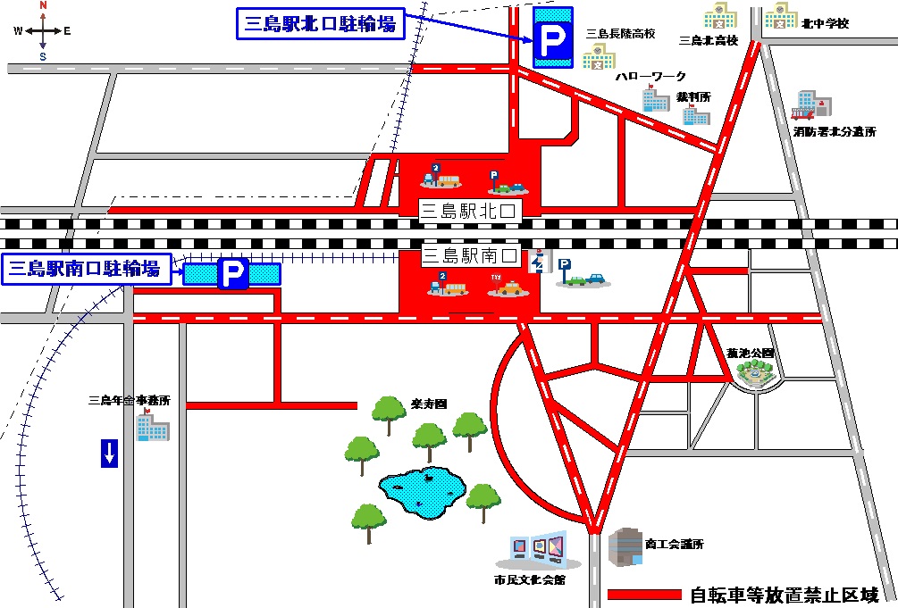 三島駅周辺駐輪場及び自転車等放置禁止区域H29.3.30