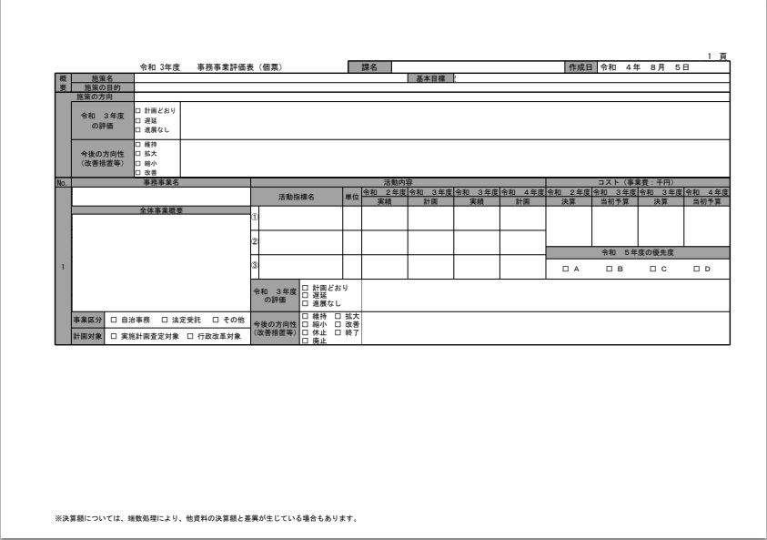 事務事業評価サンプル