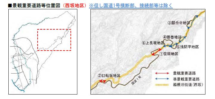 箱根旧街道＜西坂地区＞位置図