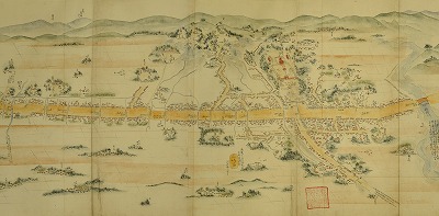 郵政博物館所蔵「東海道分間延絵図控」のうち三島宿部分